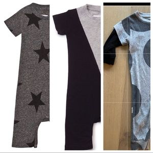 3 pc bundle 12-18 months nununu playsuits - 2 short sleeve one long sleeve